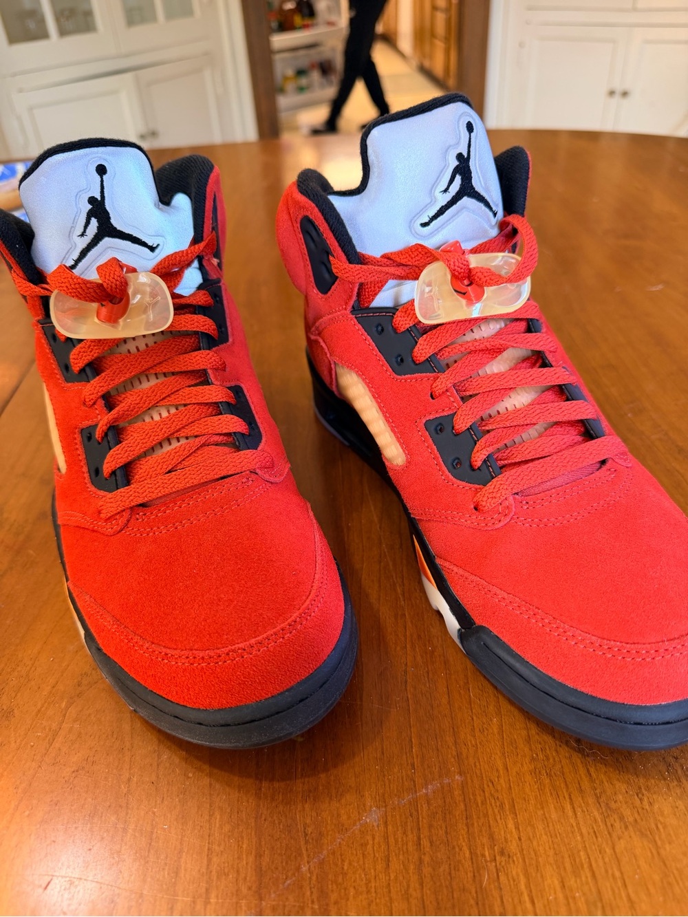 Air Jordan Mens Retro 5 Red Suede Basketball Shoes Dunk on Mars